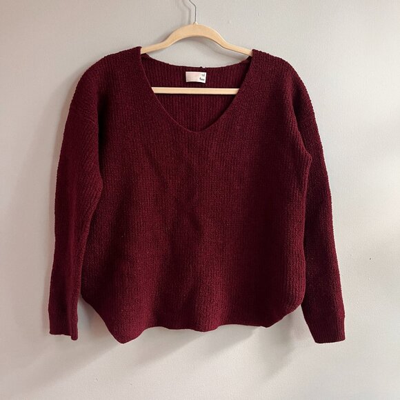 Aritzia Wilfred Free 100% Merino Wool Burgundy Sweater size L - Picture 1 of 7